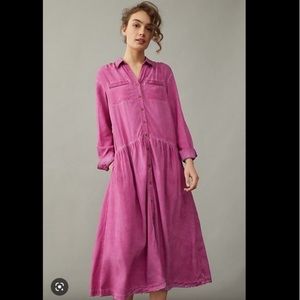 Pilcro Magenta Button-Front Maxi Dress